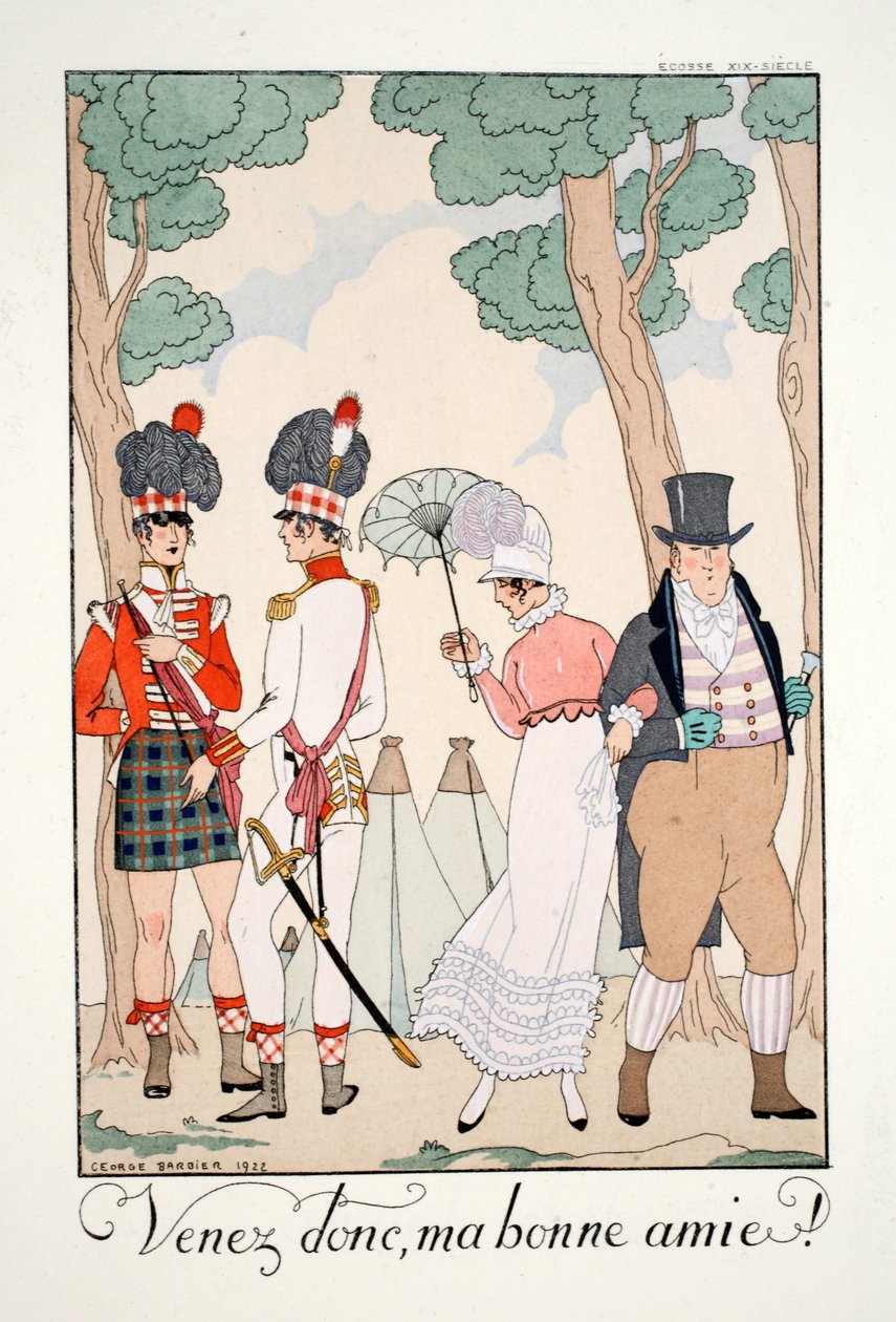 Tule, hyvä ystäväni!, "Falbalas ja Fanfreluches, nykyajan, menneisyyden ja tulevaisuuden almanakka" tekijältä Georges Barbier