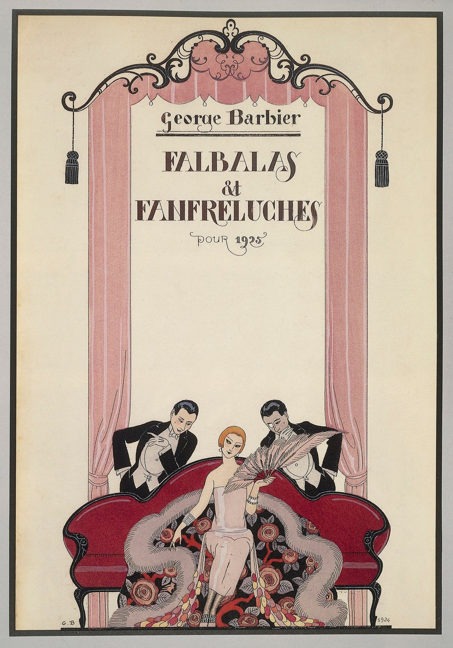 Kansi Falbalas et Fanfreluchesista, almanakka vuodelta 1925, George Barbier (1882-1932), Ranska, 1900-luku tekijältä Georges Barbier
