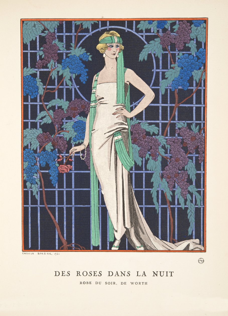 Roses in the Night, muotilautasten kokoelmasta tekijältä Georges Barbier