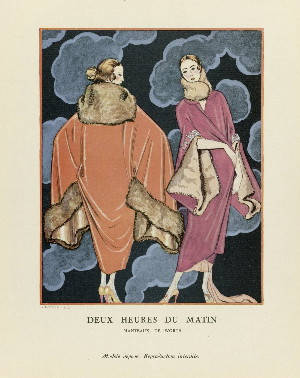 Kaksi aamulla, pubi. 1923 (stensiiliprintti) tekijältä Georges Barbier