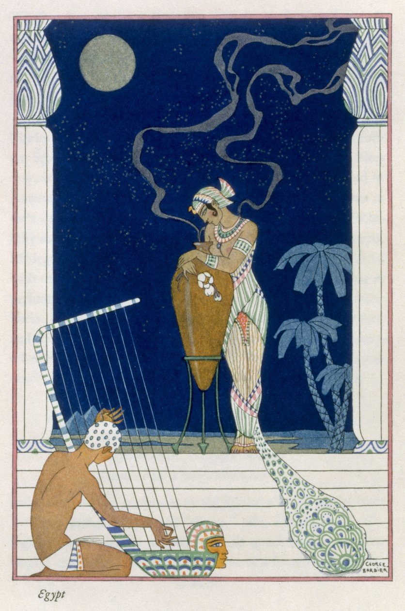 Egypti, "The Art of Perfume", pub. 1912 (pochoor print) tekijältä Georges Barbier