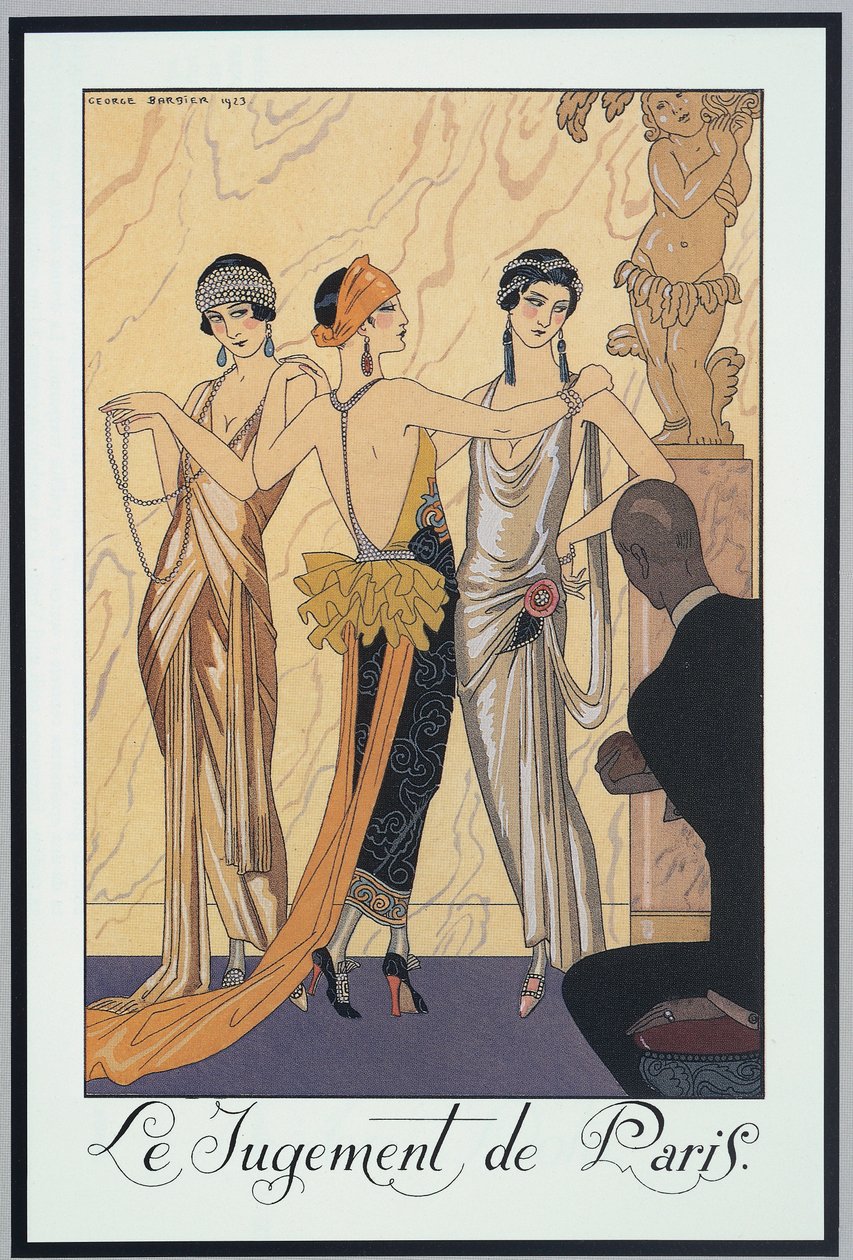 Falbalas et Fanfreluches, Almanakka vuodelle 1924, Pariisin tuomio, George Barbier, print tekijältä Georges Barbier