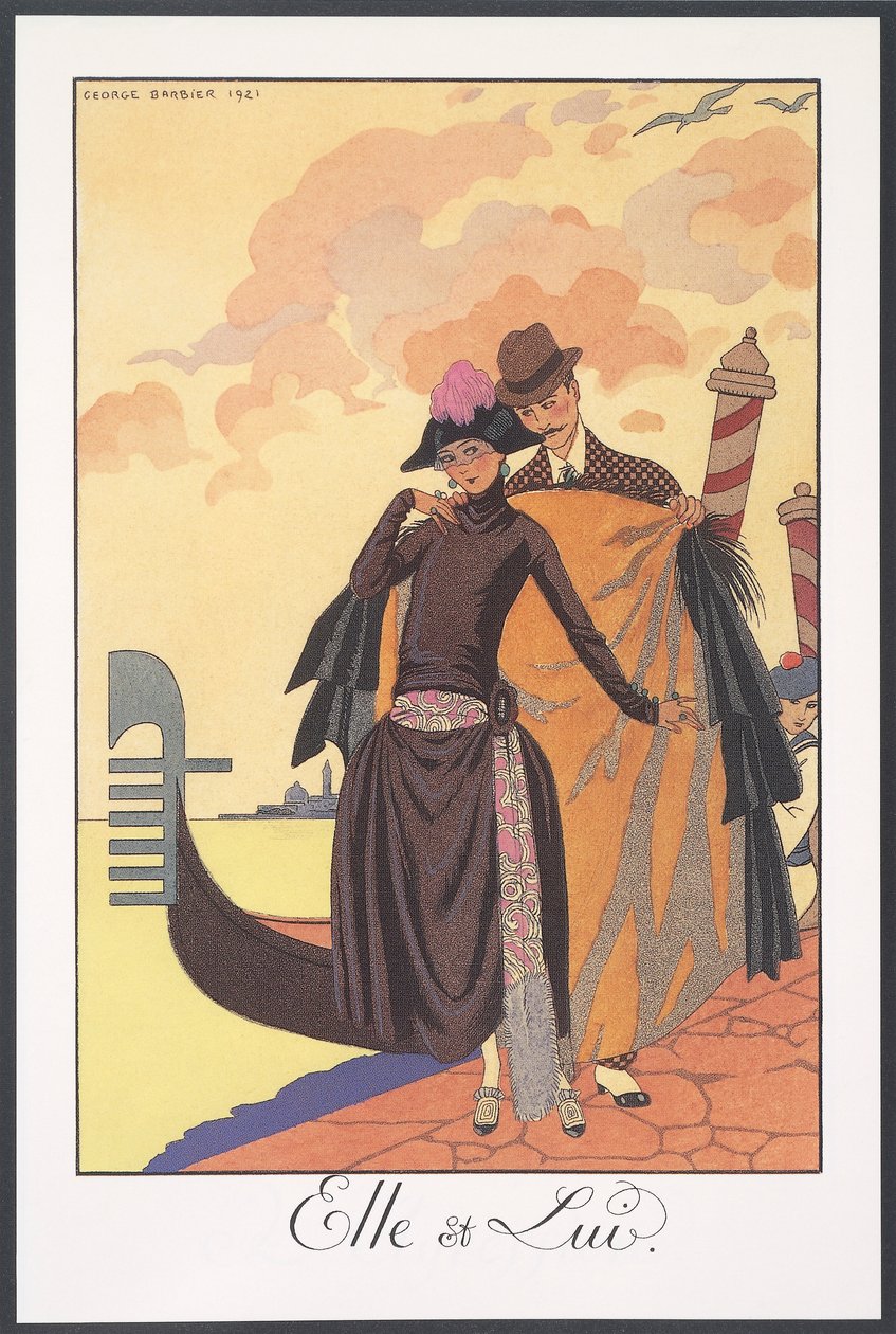 Falbalas et Fanfreluches, Almanakka vuodelle 1924, Serenade, George Barbier, print tekijältä Georges Barbier