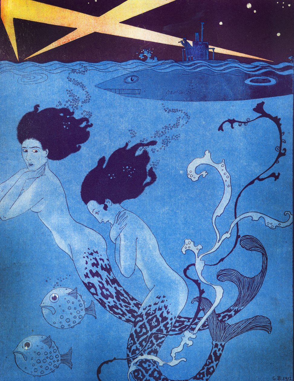 Kuvitus teoksesta "La Baionnette", 29. maaliskuuta 1917 (värilitho) tekijältä Georges Barbier