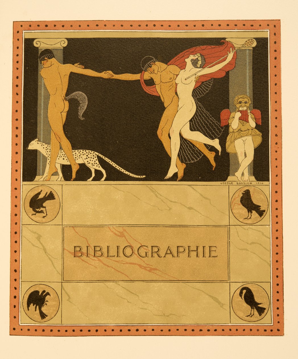 Kuvitus Les Chansons de Bilitisistä, Pierre Louys, pubi. 1922 (stensiiliprintti) tekijältä Georges Barbier