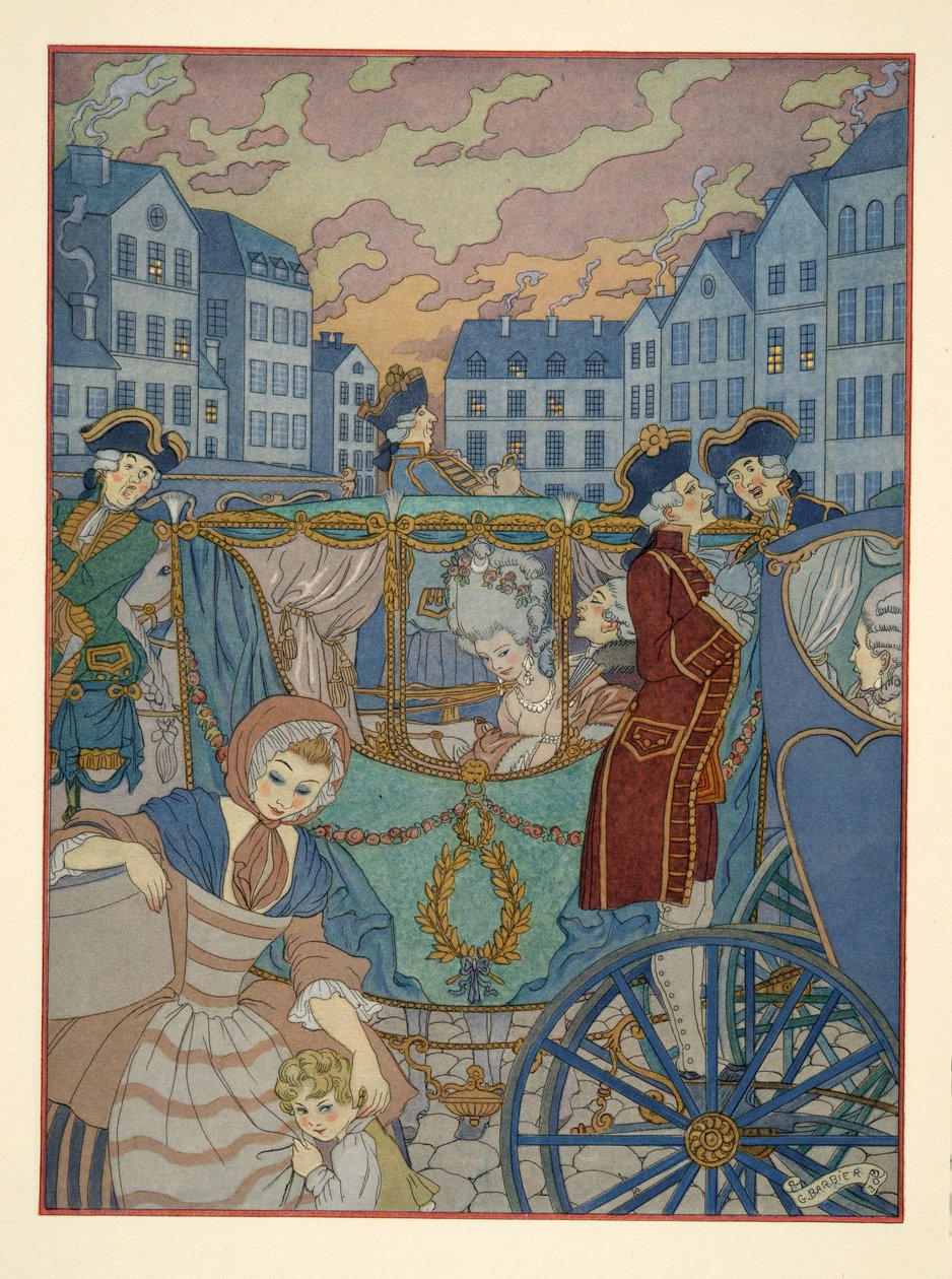 Kuvitus Pierre Choderlos de Laclosin (1741-1803) pubista "Les Liaisons Dangereuses". 1934 (stensiiliprintti) tekijältä Georges Barbier