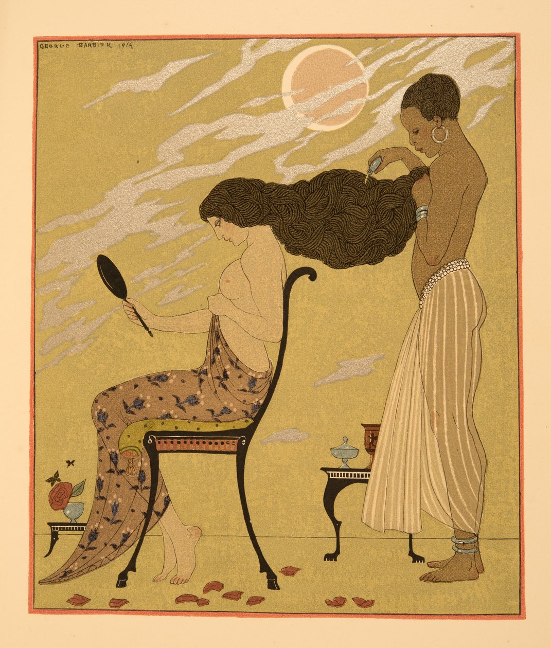 I Sing my Flesh & my Life, kuvitus Les Chansons de Bilitisistä, Pierre Louys, pubi. 1922 (stensiiliprintti) tekijältä Georges Barbier