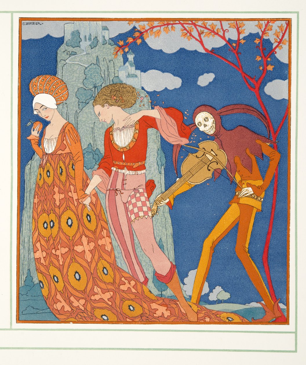 Love, Desire ja Death, Personages de Comedie, pub. 1922 (stensiiliprintti) tekijältä Georges Barbier
