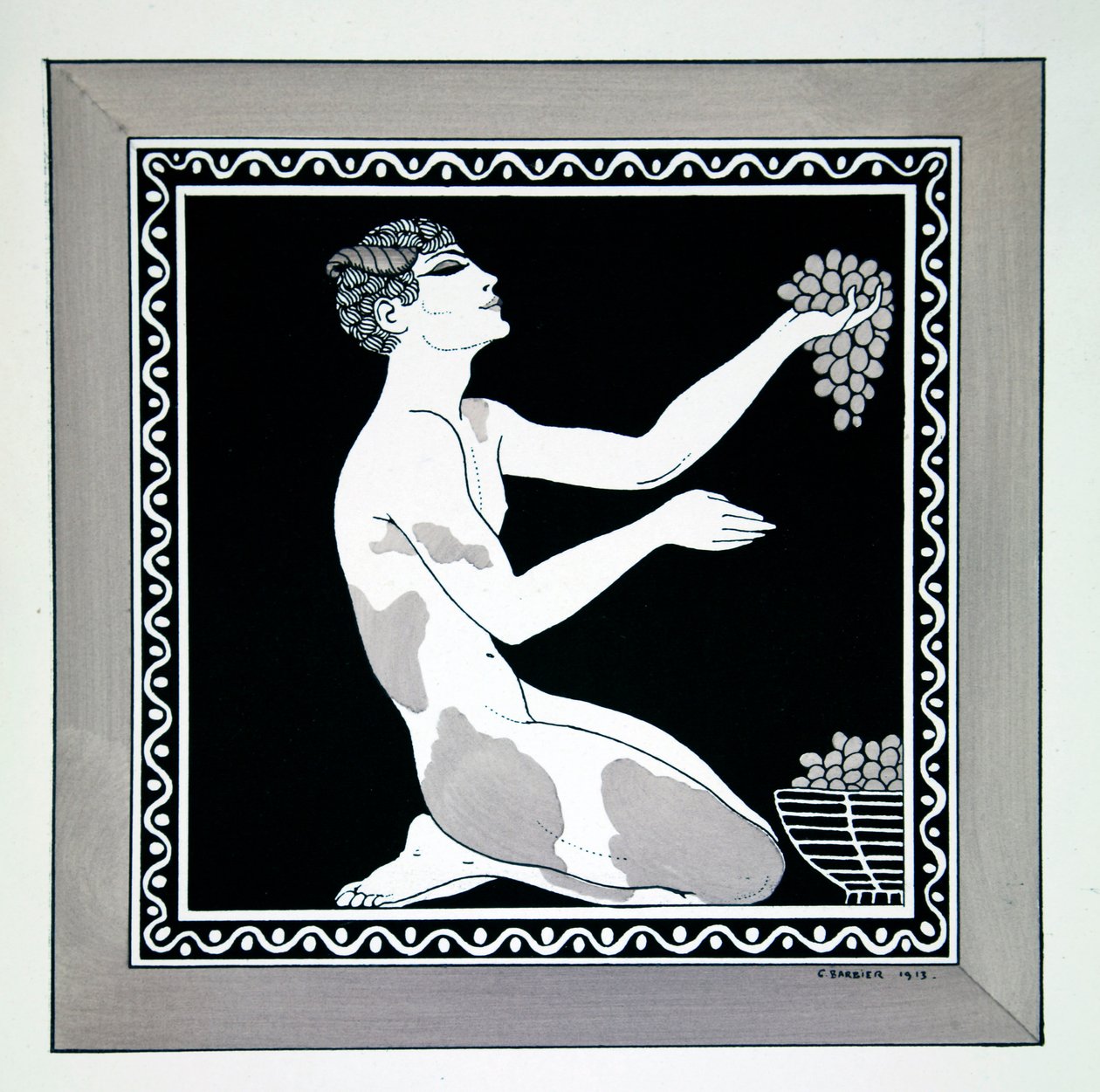 The Afternoon of a Faun sarjasta "Designs on the dances of Vaslav Nijinsky" (1889-1950). Georges Barbier (1882-1932), stensiiliprintti tekijältä Georges Barbier