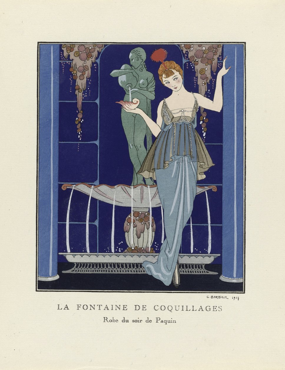 The Fountain of Shells, pubi. 1914 (stensiiliprintti) tekijältä Georges Barbier