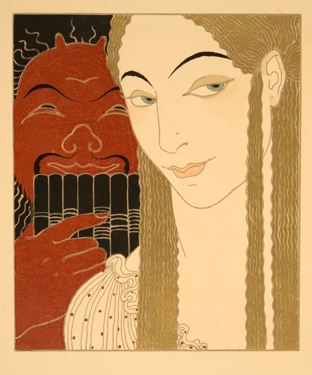 Kirje, kuvitus Les Chansons de Bilitisistä, Pierre Louys, pub. 1922 (stensiiliprintti) tekijältä Georges Barbier