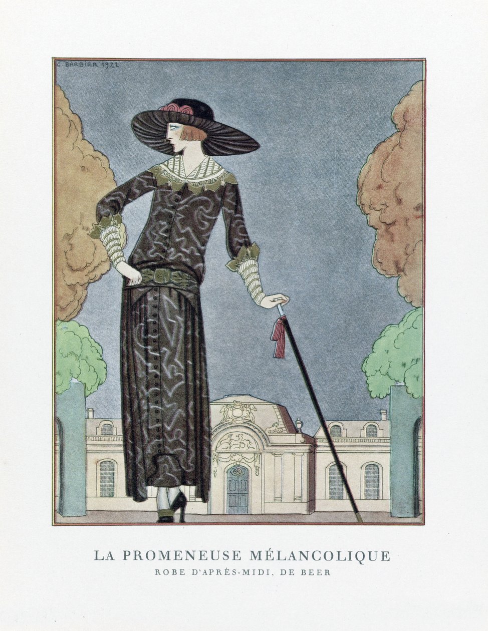 The Melancholic Walker, pubi. 1922 (stensiiliprintti) tekijältä Georges Barbier