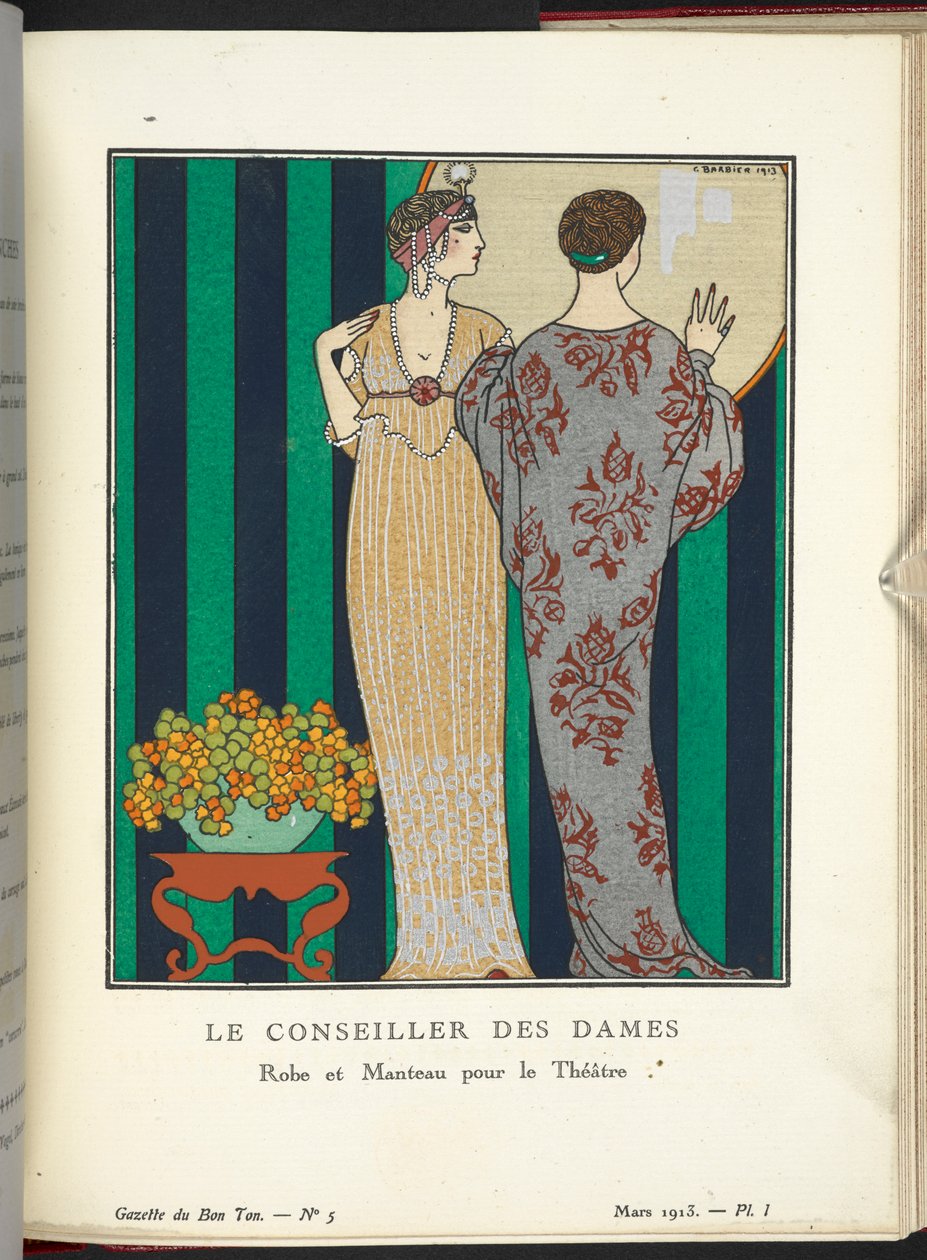 "Naisten neuvonantaja - viitta ja viitta teatterille." tekijältä Georges Barbier
