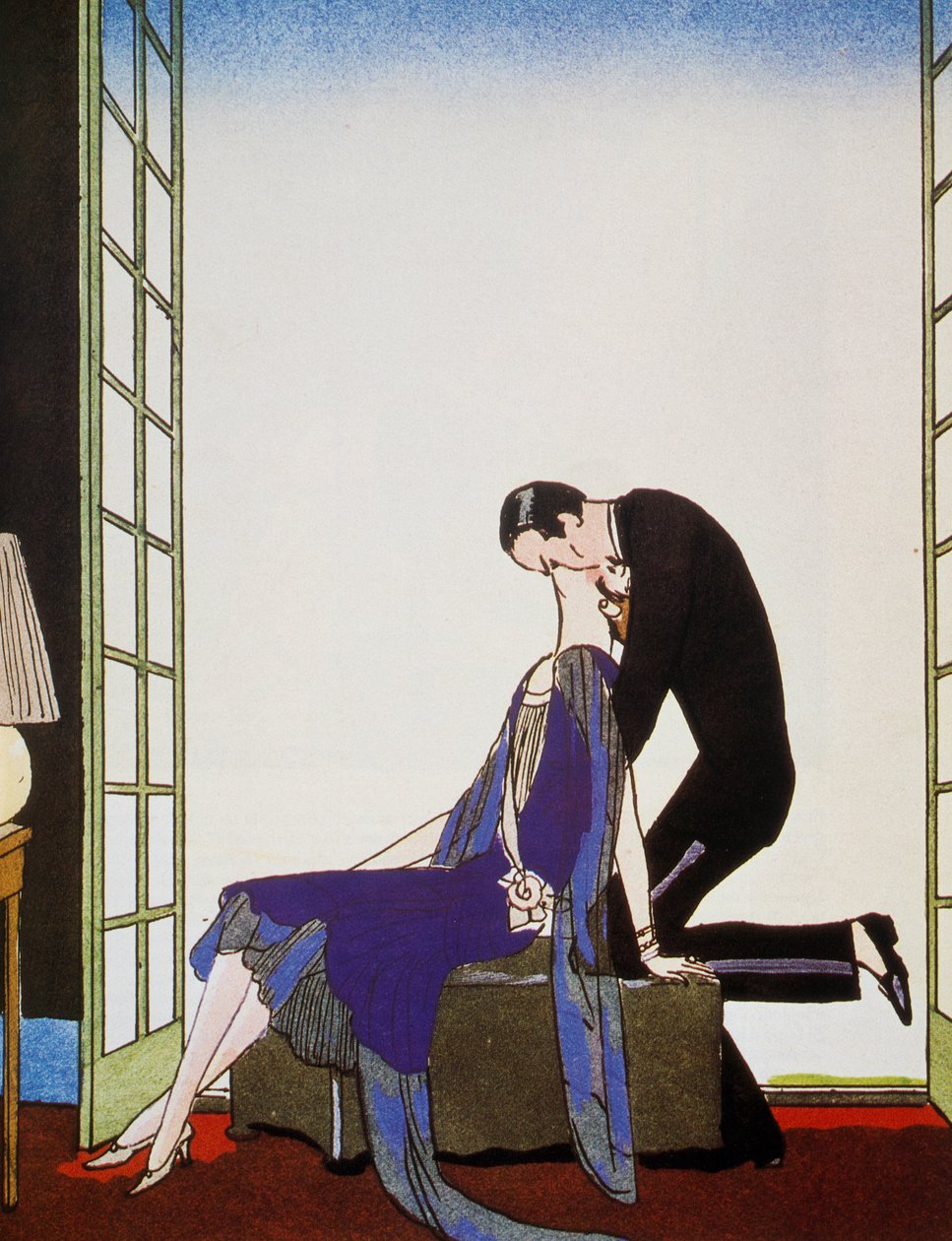 Tuli, George Barbierin (1882-1932) litografia, teoksista Falbalas et Fanfreluches, Almanach des Modes Presentes, Passees et Futures tekijältä Georges Barbier