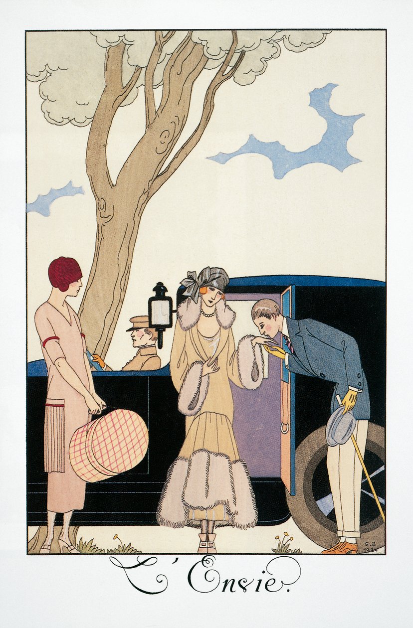 Kateus, George Barbier (1882-1932), Falbalas et Fanfreluches, Almanakka 1925. Ranska, 1900-luku tekijältä Georges Barbier