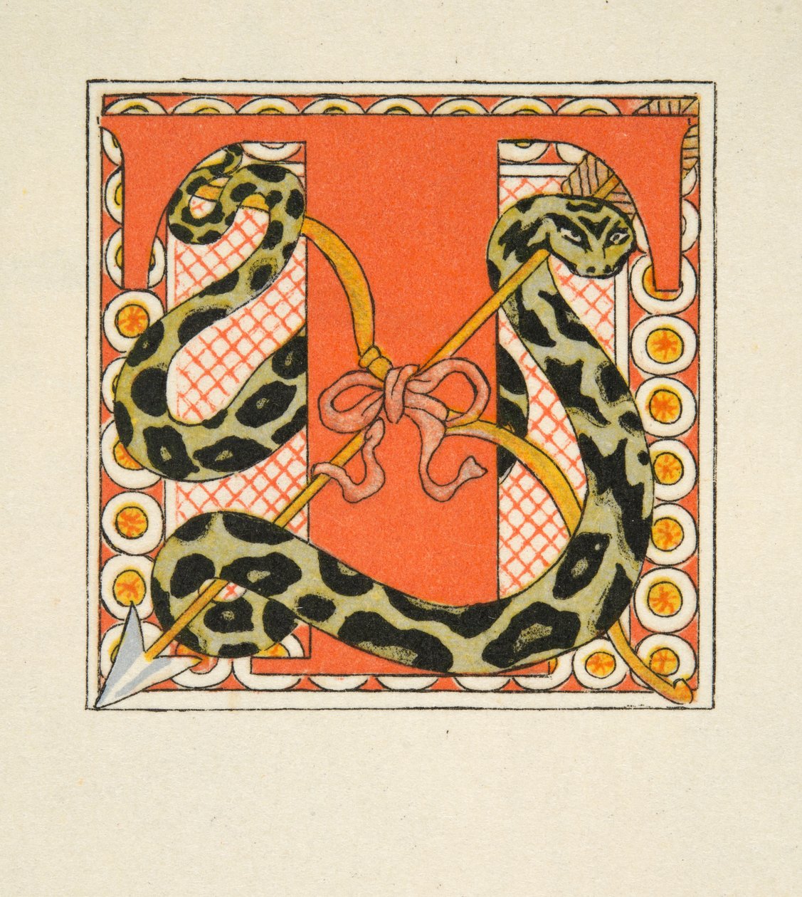 Kirjain "T", kuvitus Pierre Choderlos de Laclosin (1741-1803) pubista "Les Liaisons Dangereuses". 1934 (stensiiliprintti) tekijältä Georges Barbier