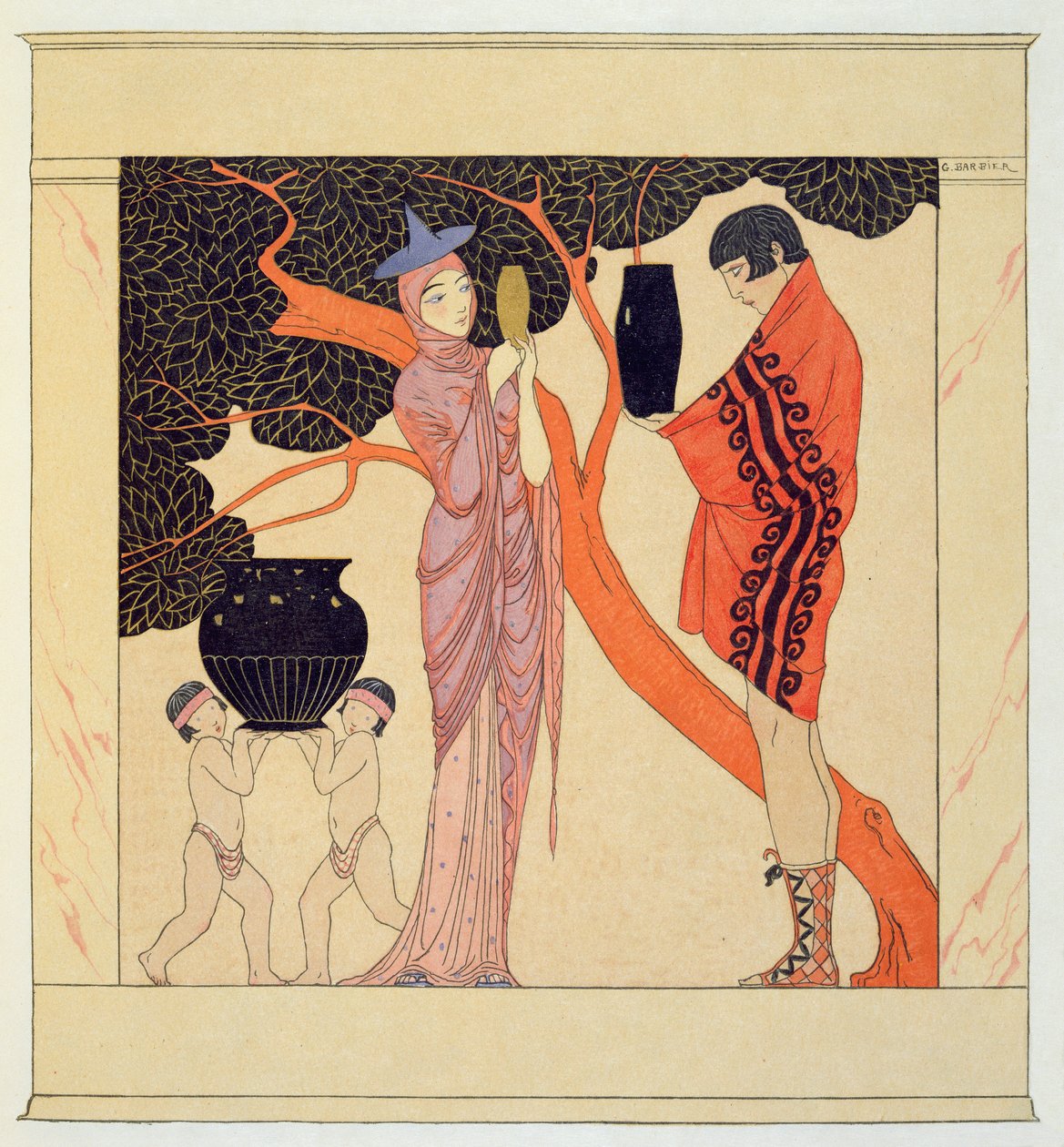 Love Token (akvarelli paperille) tekijältä Georges Barbier