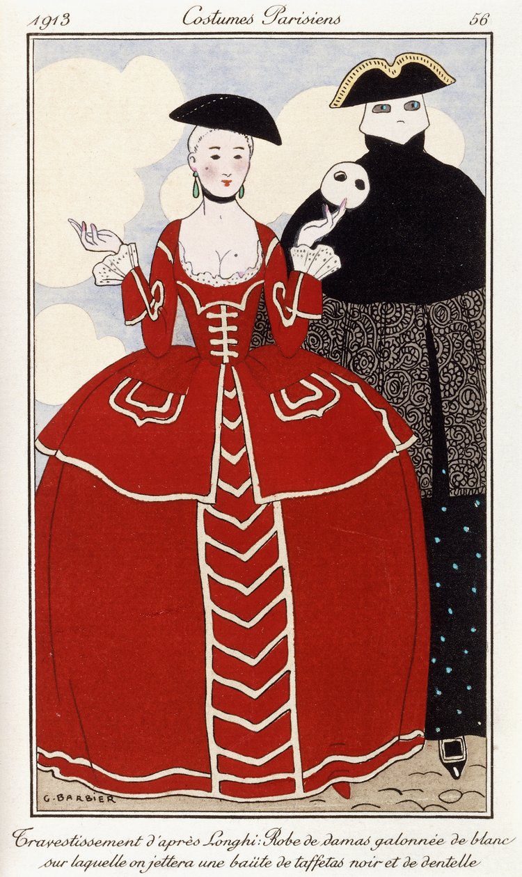 Pariisilaiset vaatteet: Longhin jälkeinen hieno mekko tekijältä Georges Barbier