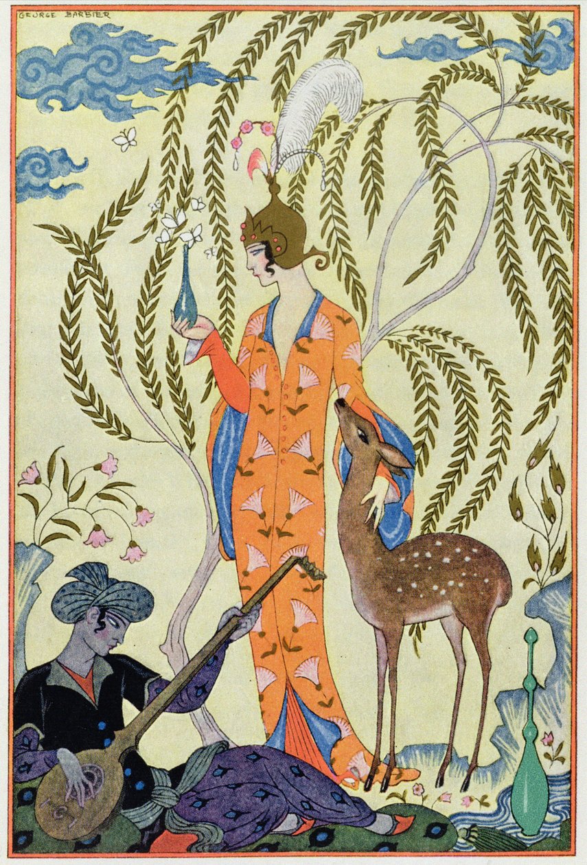 Persia, kuvitus teoksesta "The Art of Perfume", pub. 1912 (pochoor print) tekijältä Georges Barbier