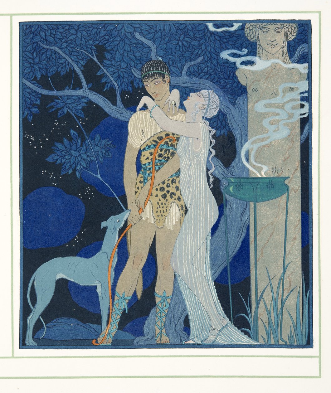 Phedre ja Hippolyte, Characters of Comedy -pubista. 1922 (stensiiliprintti) tekijältä Georges Barbier