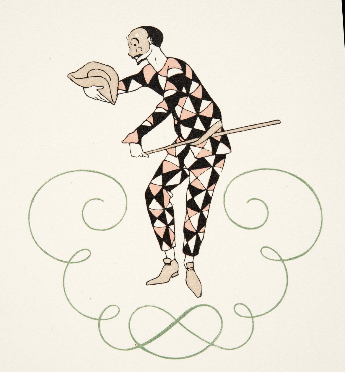 Pierrot, Personages de Comedien pubista. 1922 (stensiiliprintti) tekijältä Georges Barbier