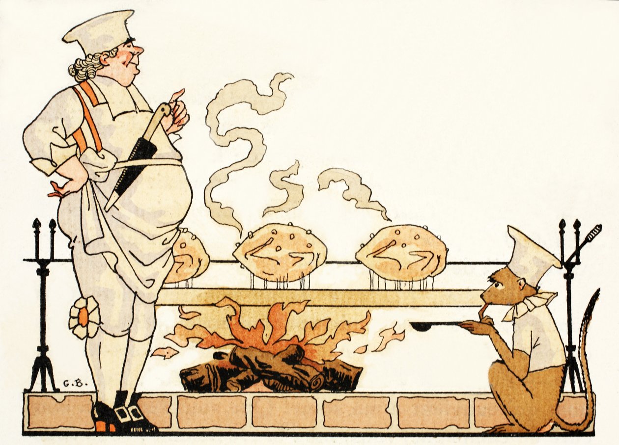 Paistaminen sylissä (pochoor print) tekijältä Georges Barbier