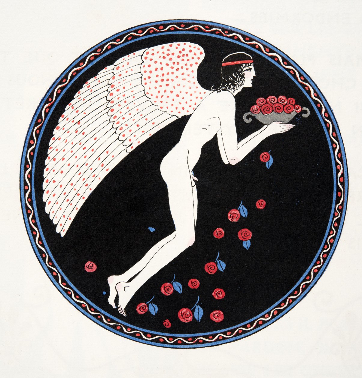 Roses in the Night, kuvitus Les Chansons de Bilitisistä, Pierre Louys, pubi. 1922 (stensiiliprintti) tekijältä Georges Barbier