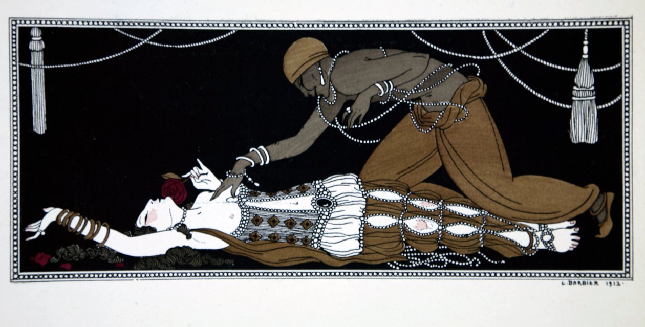 Scheherazade sarjasta "Designs on the dances of Vaslav Nijinsky" (1889-1950). Georges Barbier (1882-1932), Pochoir Print tekijältä Georges Barbier