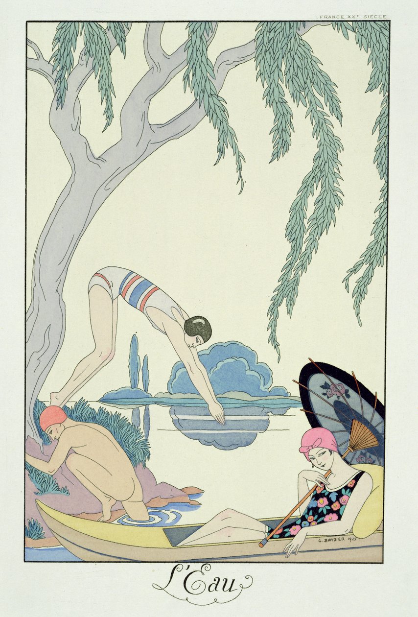 Vesi, "Falbalas and Fanfreluches, Almanac of Present, Past and Future Modes" tekijältä Georges Barbier