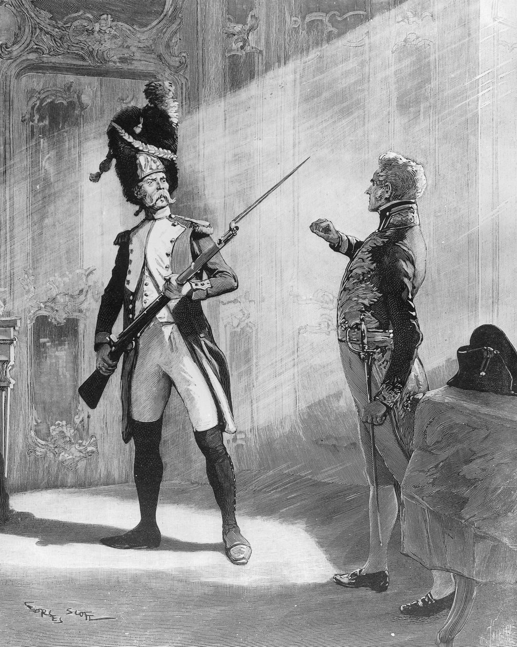 Flambeau ja Klemens von Metternich, kuvitus Edmond Rostandin näytelmään "L