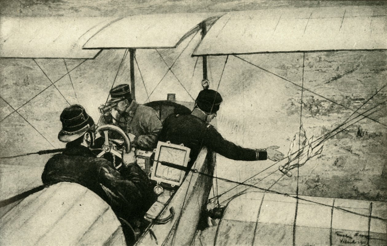 Neljäs käsi suuressa sodassa: Ranskan ilmapartiomiehet työssä, Ensimmäinen maailmansota, 1914-1918, c1920. tekijältä Georges Bertin Scott