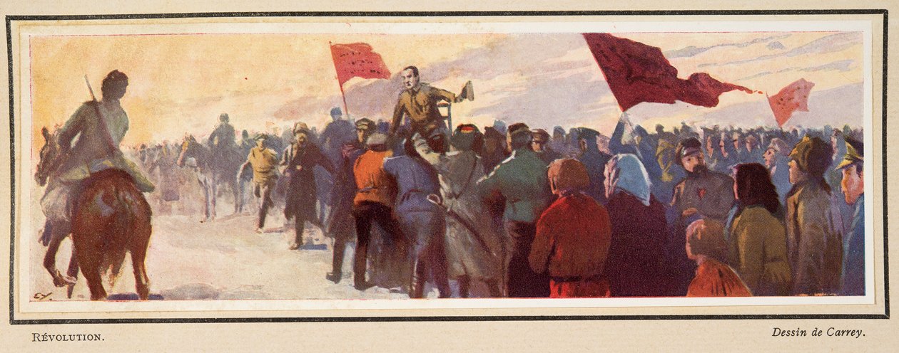 Vallankumous, teoksesta Histoire des Soviets, pub. 1922 (väriliitos) tekijältä Georges Carrey