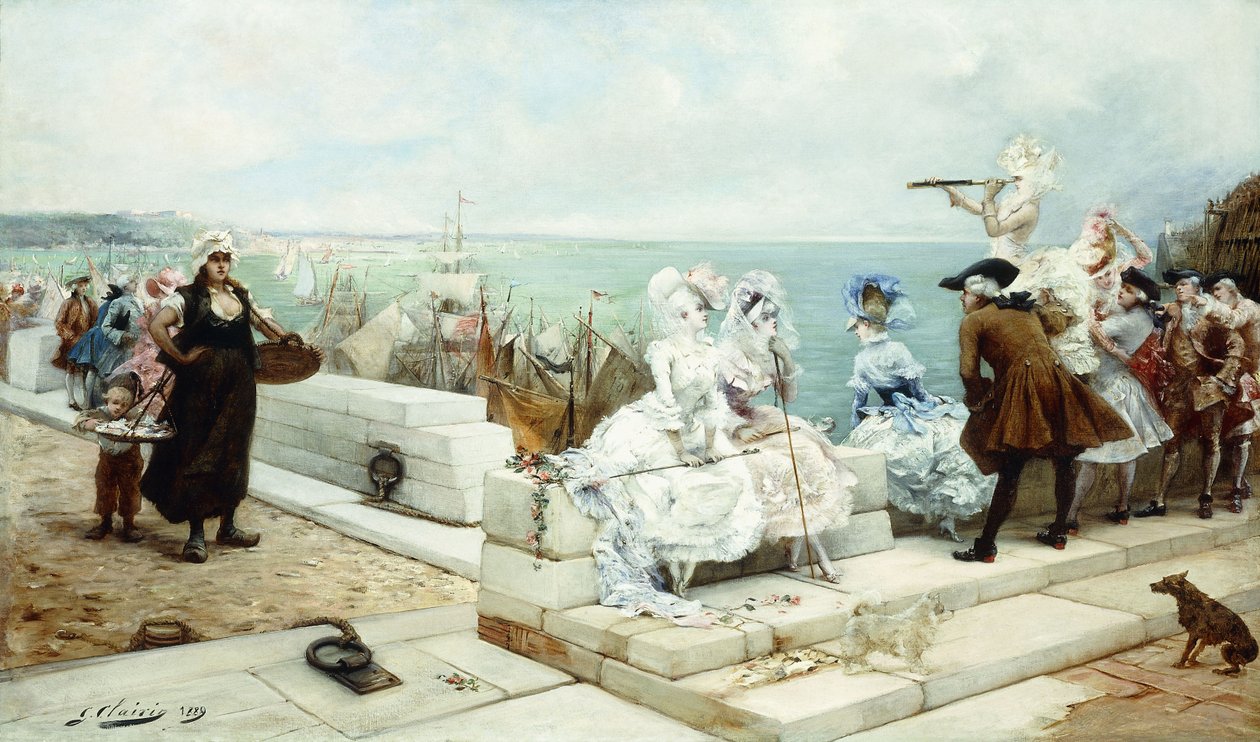 Tyylikkäät hahmot katsomassa regattaa, 1889 tekijältä Georges Clairin