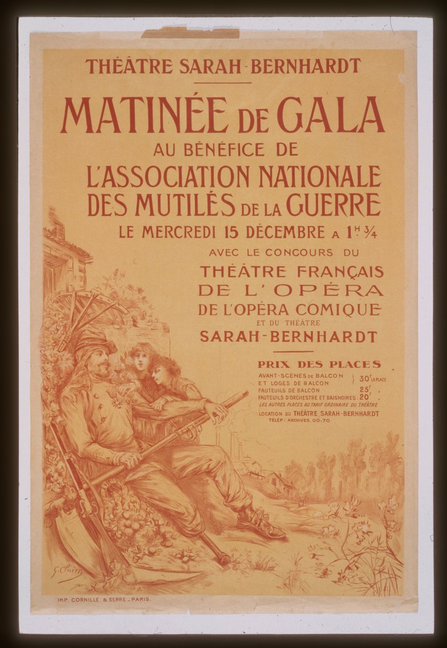 Gaalaaamu National Association of War Crippled Sarah Bernhardt -teatterin hyväksi tekijältä Georges Clairin