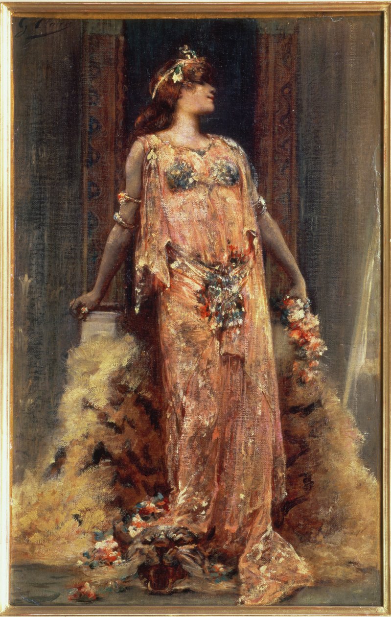Sarah Bernhardt (1844-1923) Kleopatran roolissa tekijältä Georges Clairin