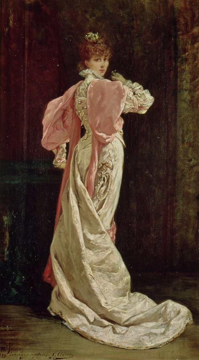 Sarah Bernhardt (1844-1923) kuningattaren roolissa Victor Hugon "Ruy Blas" -elokuvassa, 1879 tekijältä Georges Clairin
