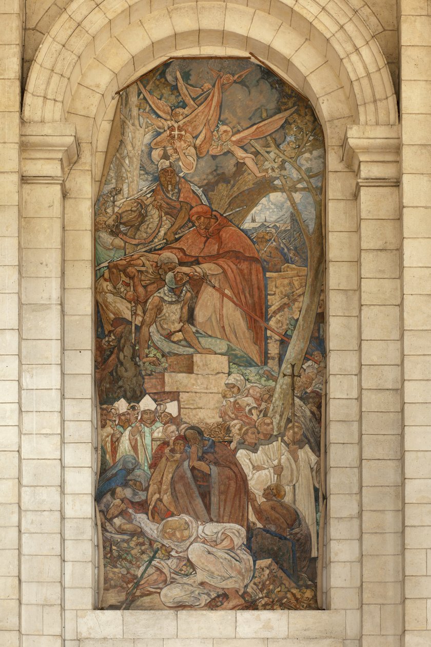 Katedraali. Entinen luostarikirkko (Abbaye Saint-Vaast). Sisustus. Eteläinen transepti. Seinämaalaus. tekijältä Georges Desvallieres