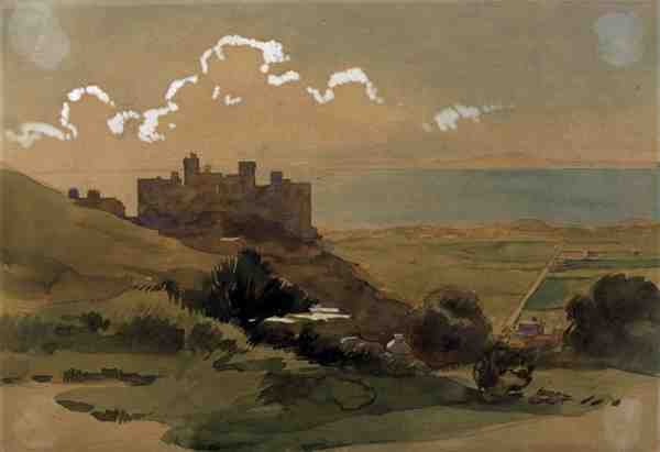 Harlechin linna, n. 1913 (akvarelli) tekijältä Georges Gascoyne