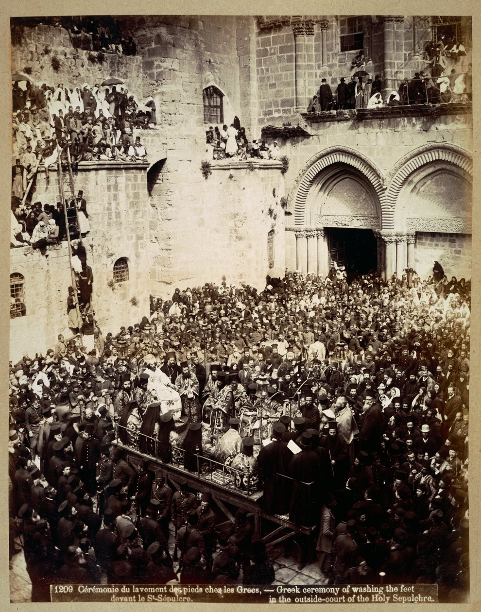 Jalkojen pesun seremonia, Pyhän haudan kirkko, Jerusalem tekijältä Georges Jeannin