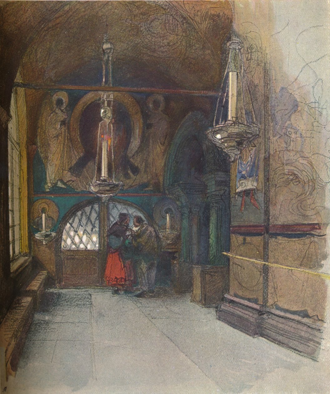 "Moskovan ilmestyksen katedraalin sisustus", n. 1900, 1905 tekijältä Georges Kossiakoff