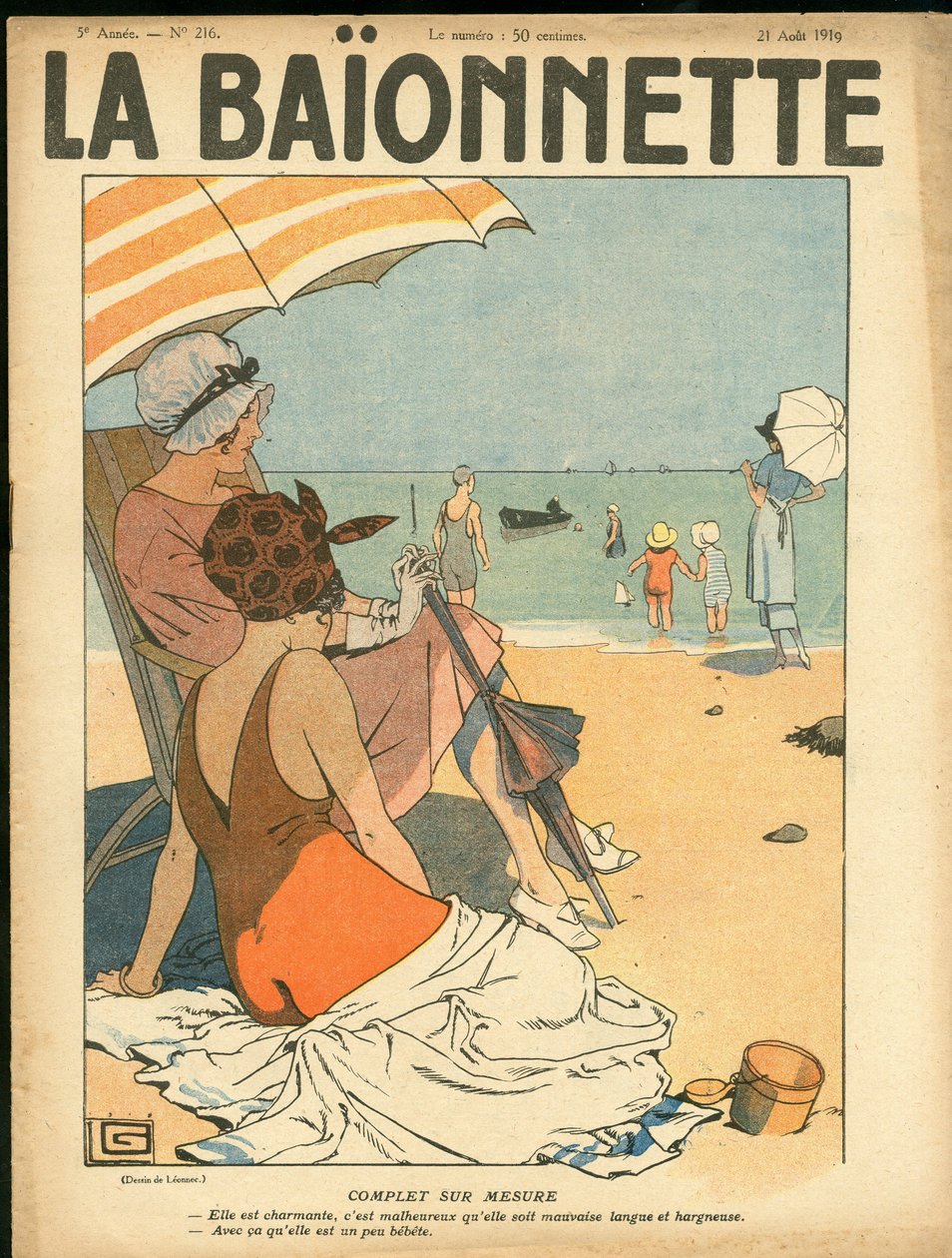 "La Baionnette" -kirjan kansi, Satirical en Colours -teoksen kansi tekijältä Georges Leonnec