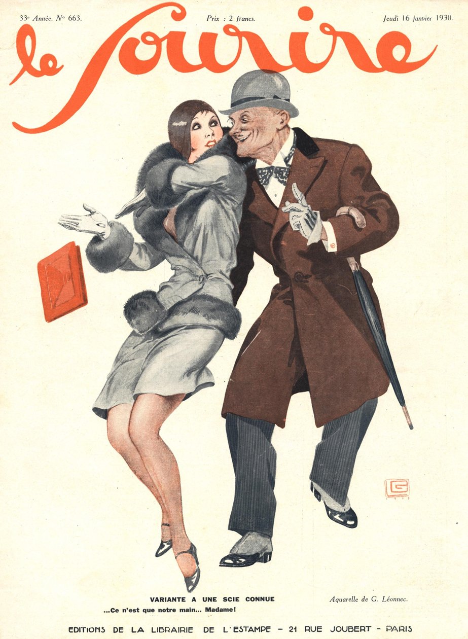 Le Souriren etukansi, tammikuu 1930 (värilitho) tekijältä Georges Leonnec