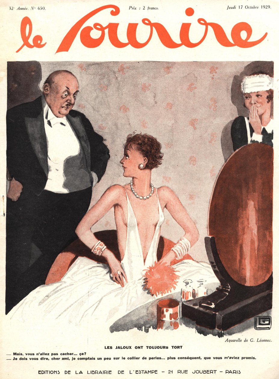 Le Souriren etukansi, lokakuu 1929 (värilitho) tekijältä Georges Leonnec