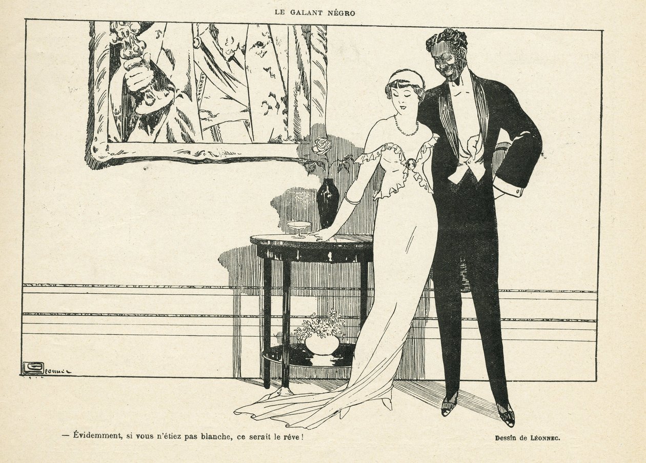 Georges Leonnecin (1881-1940) kuvitus Le Lire -lehdessä 20/07/12 - Le galant negro - Amour, Xenophobia - Musta... tekijältä Georges Leonnec