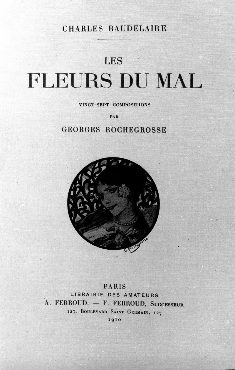 Georges Antoine Rochegrossen (1859-1938) kuvittaman Charles Baudelairen (1821-1867) "Pahuuden kukat" etukuva 1910 tekijältä Georges Marie Rochegrosse