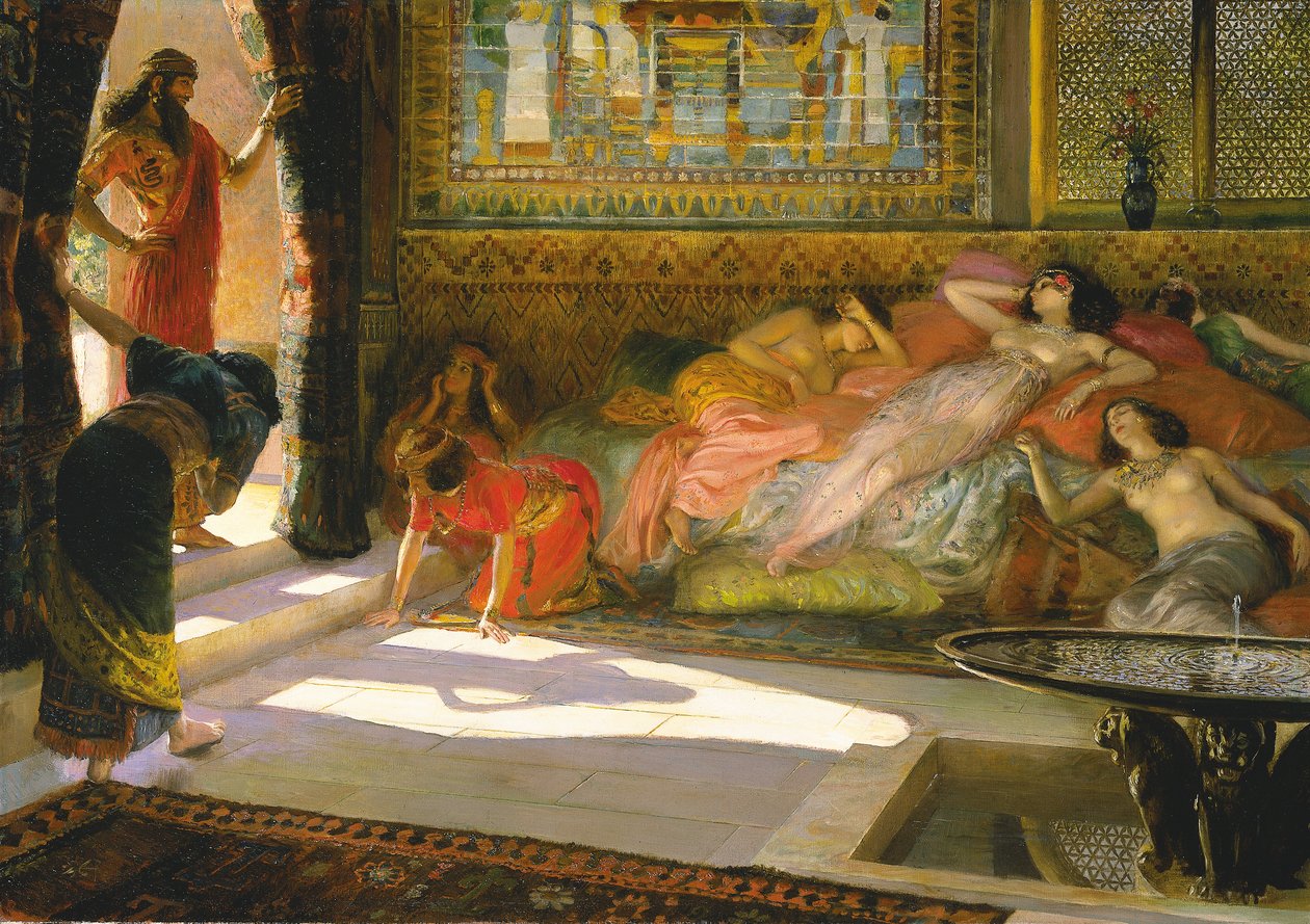 Uusi saapuminen haaremiin, Thebes, 18. dynastia, noin 1890 tekijältä Georges Marie Rochegrosse