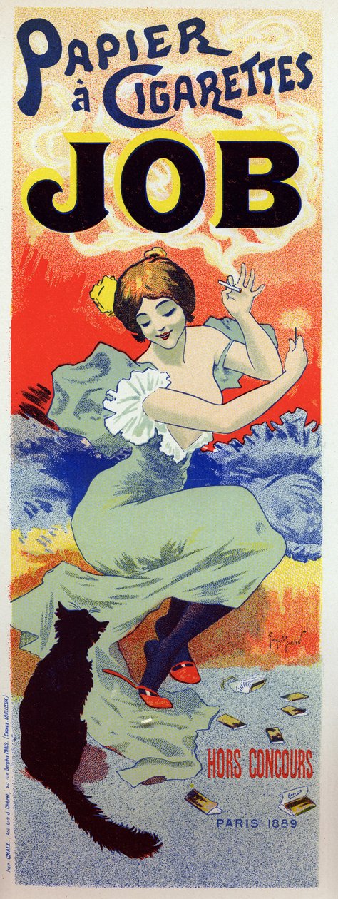 Elämäntapa. Työ käärittävä paperi tupakkaa. Juliste Georges Meunier, Ranska, n. 1895 (juliste) tekijältä Georges Meunier