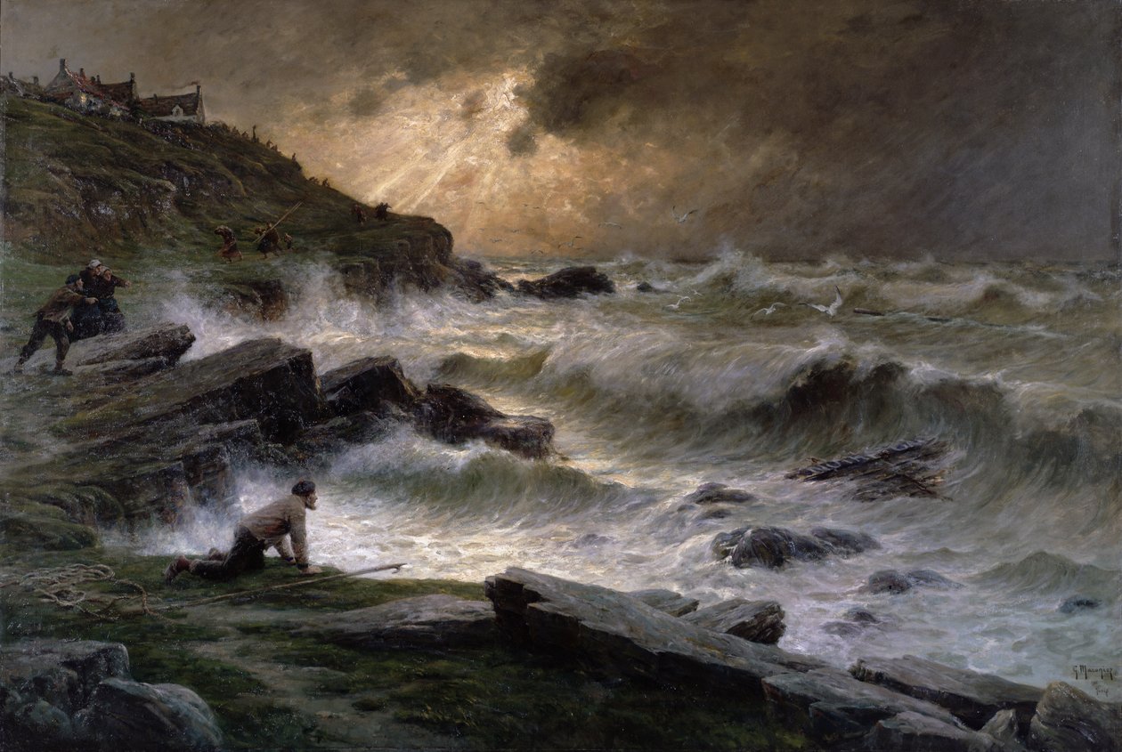 Wreckers Bretagnen rannikolla, 1911 tekijältä Georges Philibert Charles Maroniez