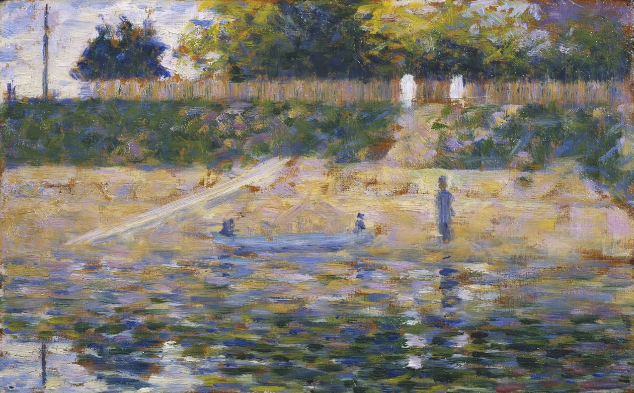 Vene joen rannalla, n. 1883 tekijältä Georges Pierre Seurat