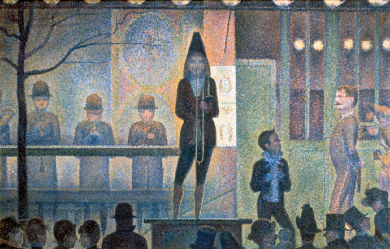 Sirkuksen sivuesitys, 1887-1888 tekijältä Georges Pierre Seurat